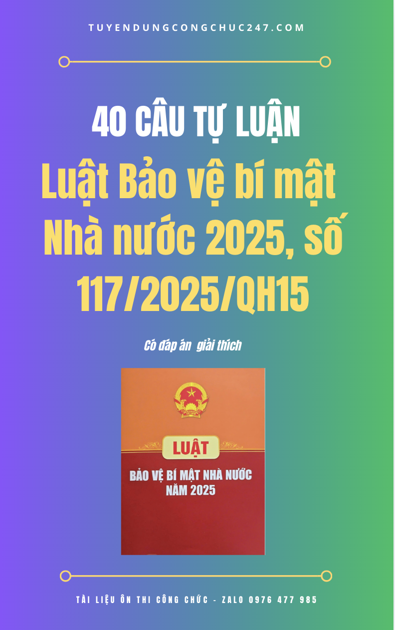 40 câu hỏi tự luận Luật Bảo vệ bí mật Nhà nước 2025, số 117/2025/QH15